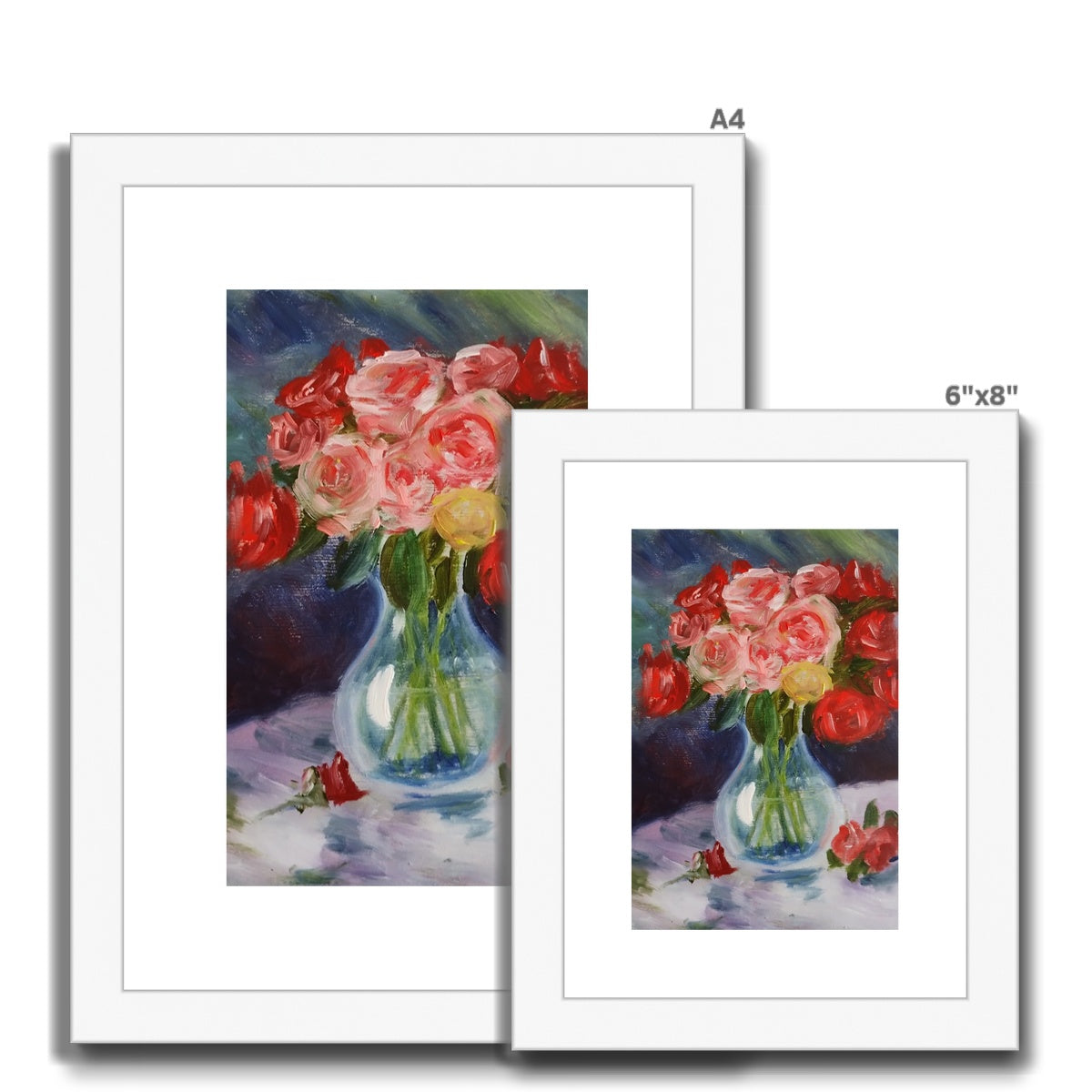 Red and Pink Roses Framed & Mounted Print