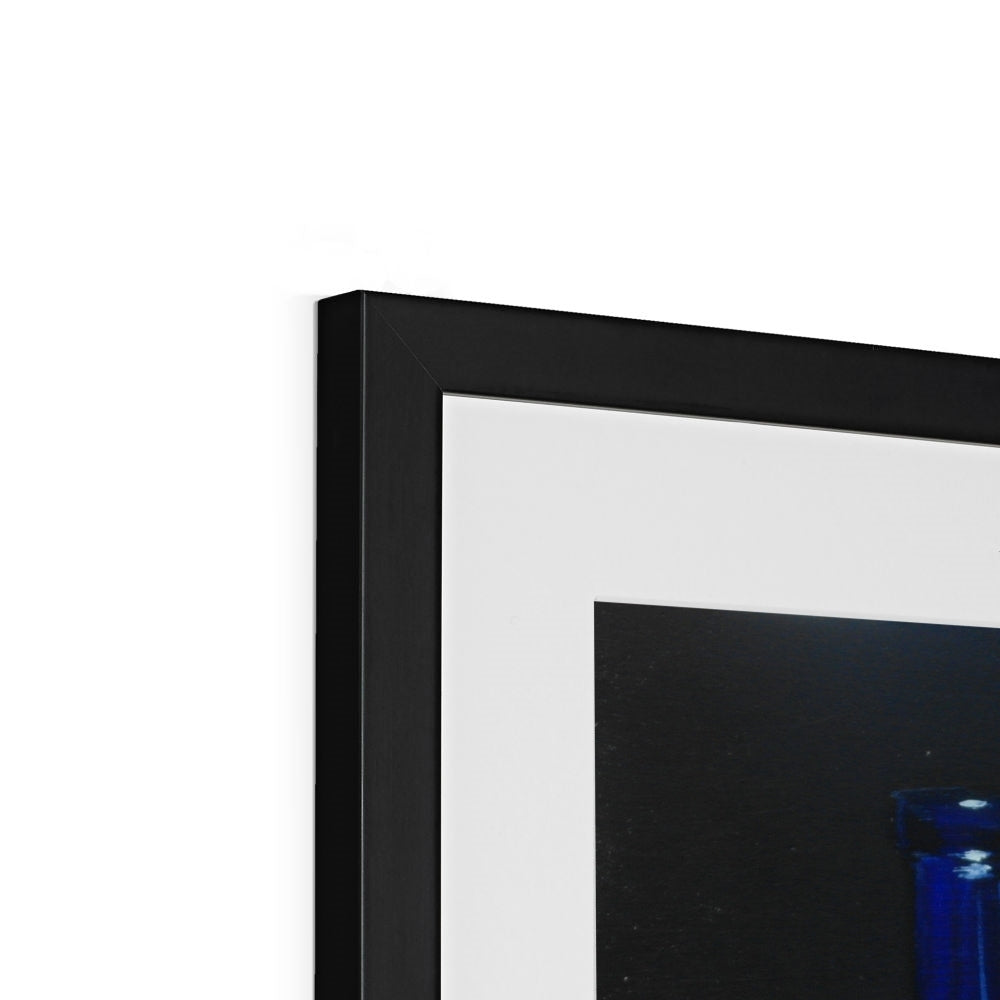 Blue Bottle and Green Apple Framed & Mounted Print