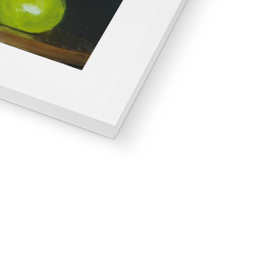 Blue Bottle and Green Apple Framed & Mounted Print