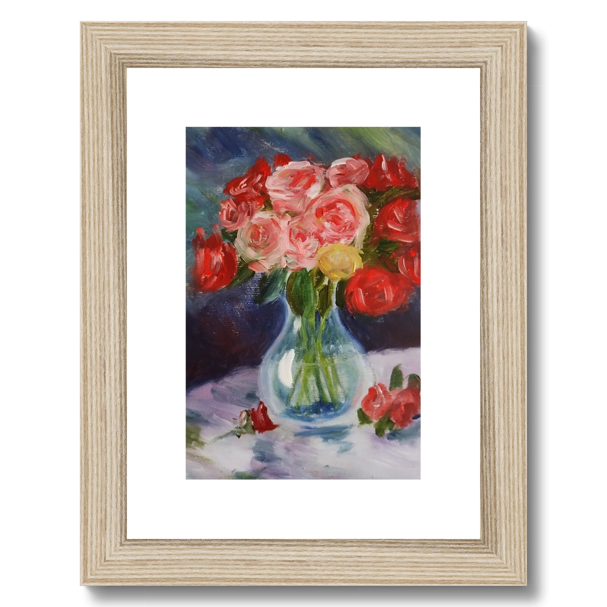 Red and Pink Roses Framed & Mounted Print