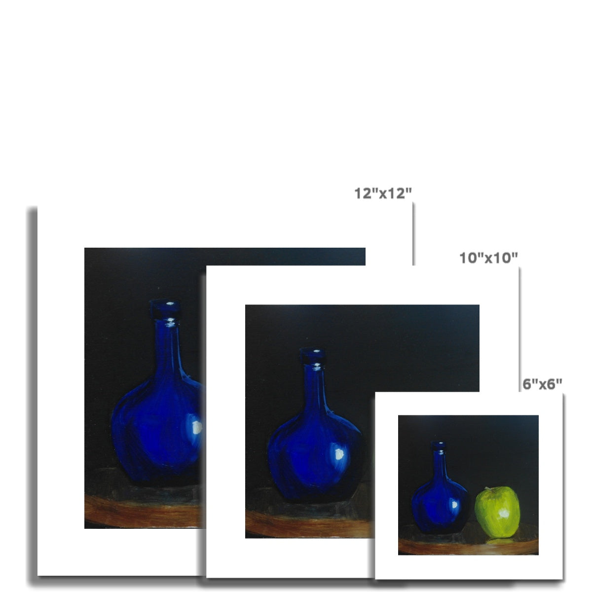 Blue Bottle and Green Apple Hahnemühle German Etching Print