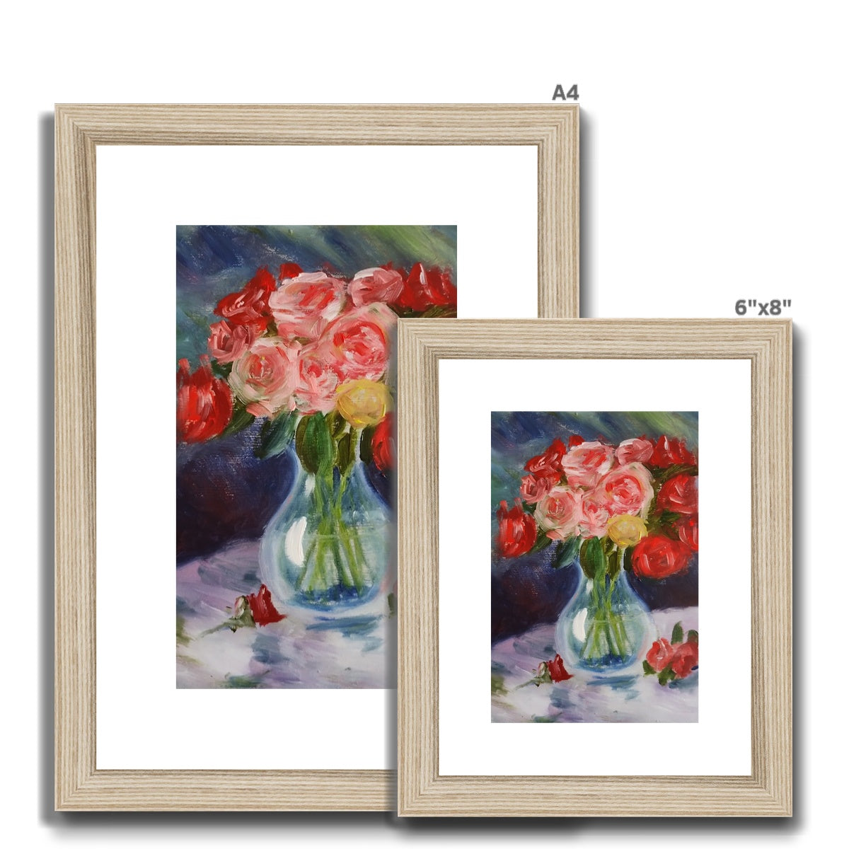 Red and Pink Roses Framed & Mounted Print
