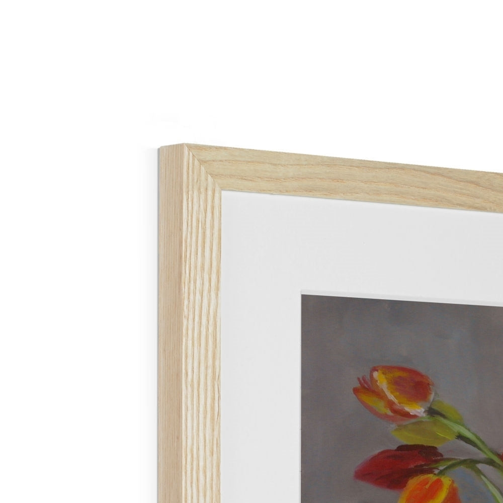 Tulips in Blue Vase Framed & Mounted Print