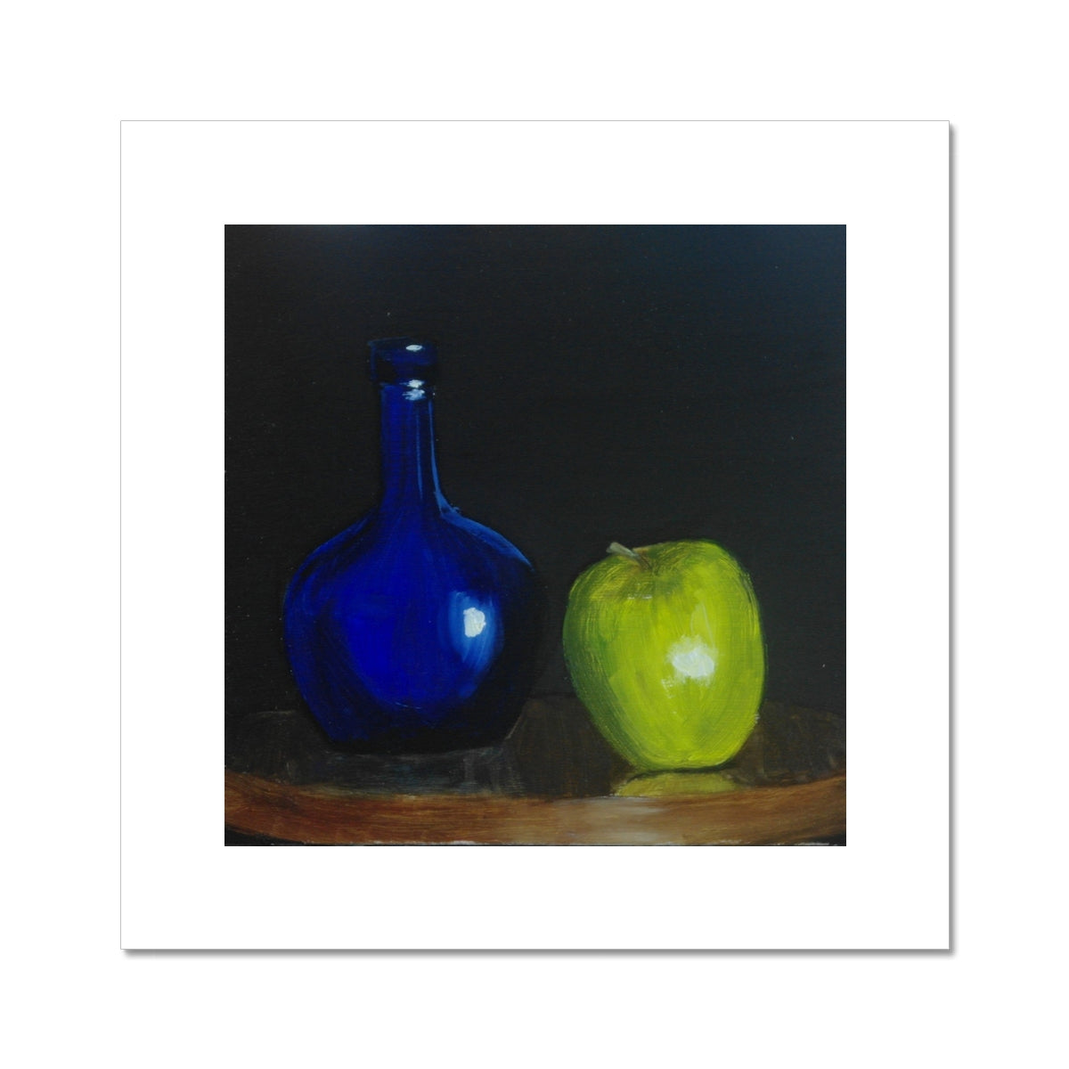 Blue Bottle and Green Apple Hahnemühle German Etching Print