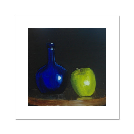 Blue Bottle and Green Apple Hahnemühle German Etching Print