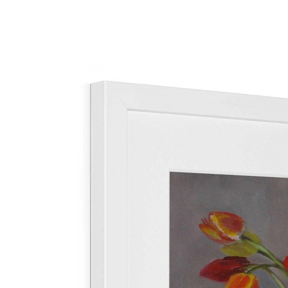 Tulips in Blue Vase Framed & Mounted Print