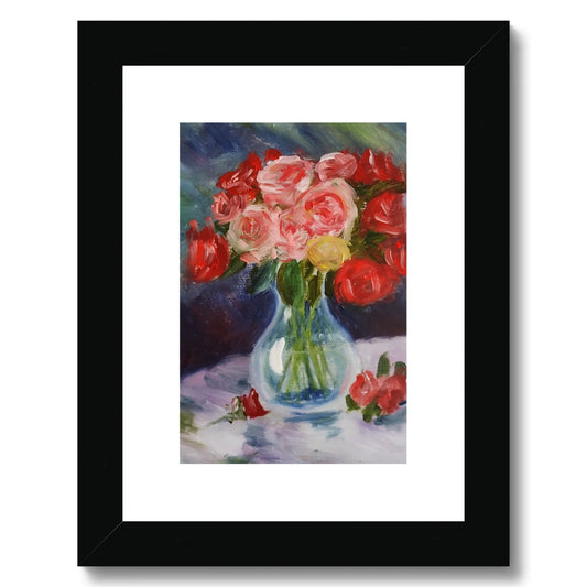 Red and Pink Roses Framed & Mounted Print