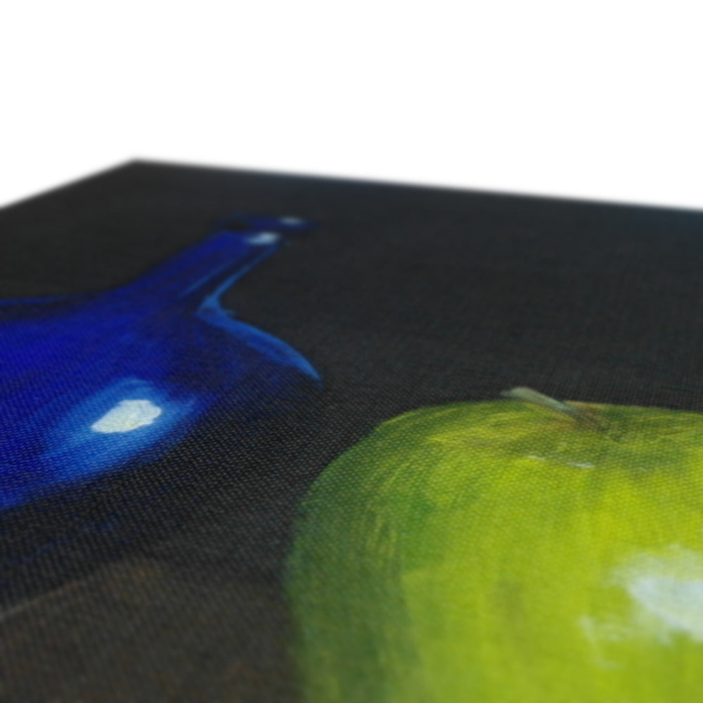 Blue Bottle and Green Apple Canvas