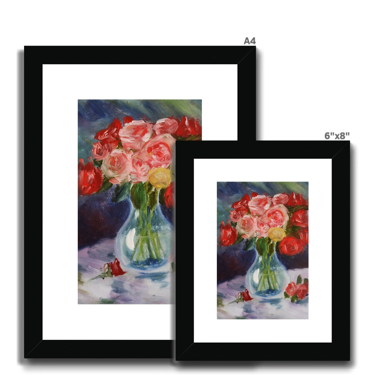 Red and Pink Roses Framed & Mounted Print