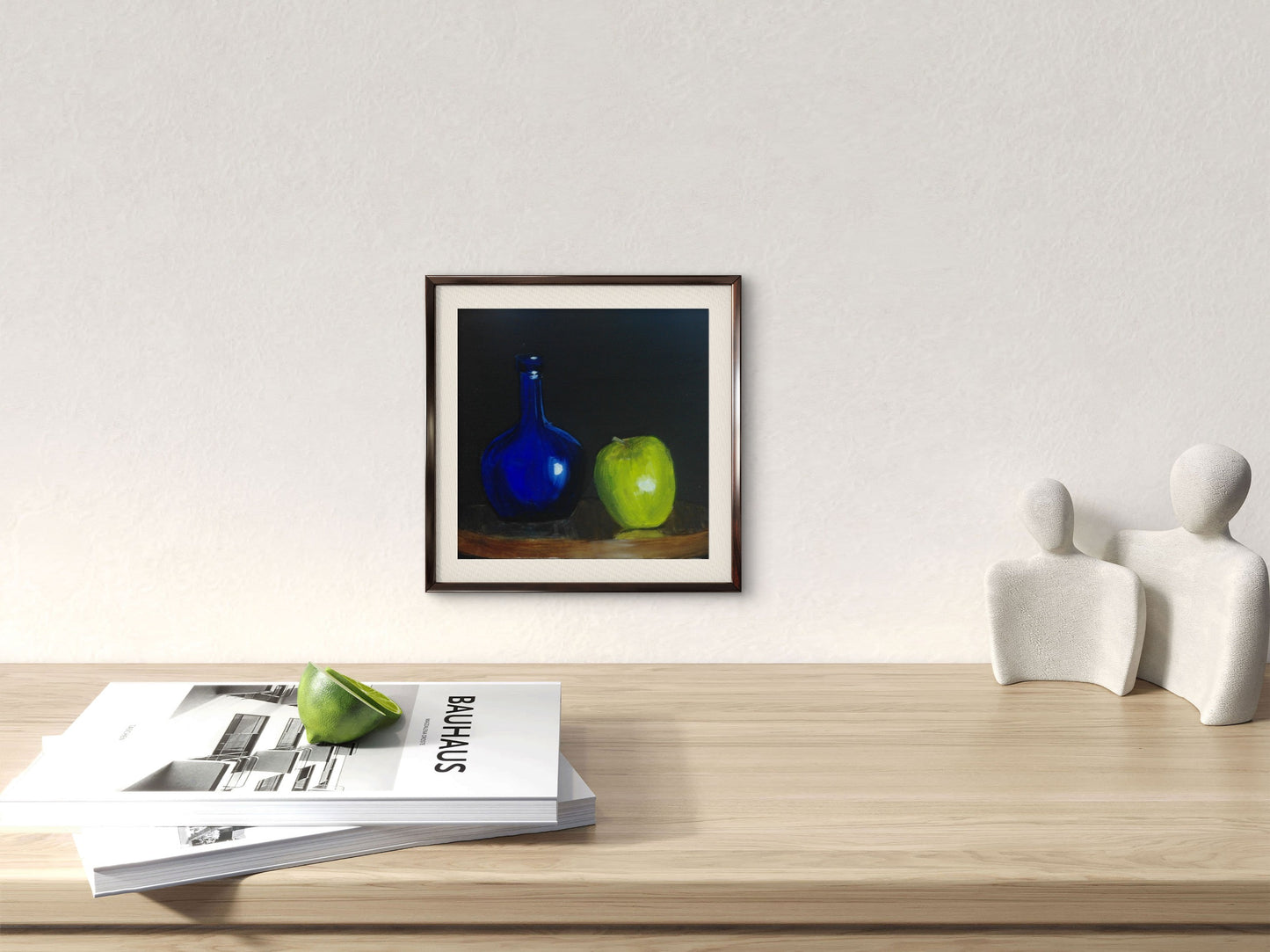 Blue Bottle and Green Apple Fine Art Print