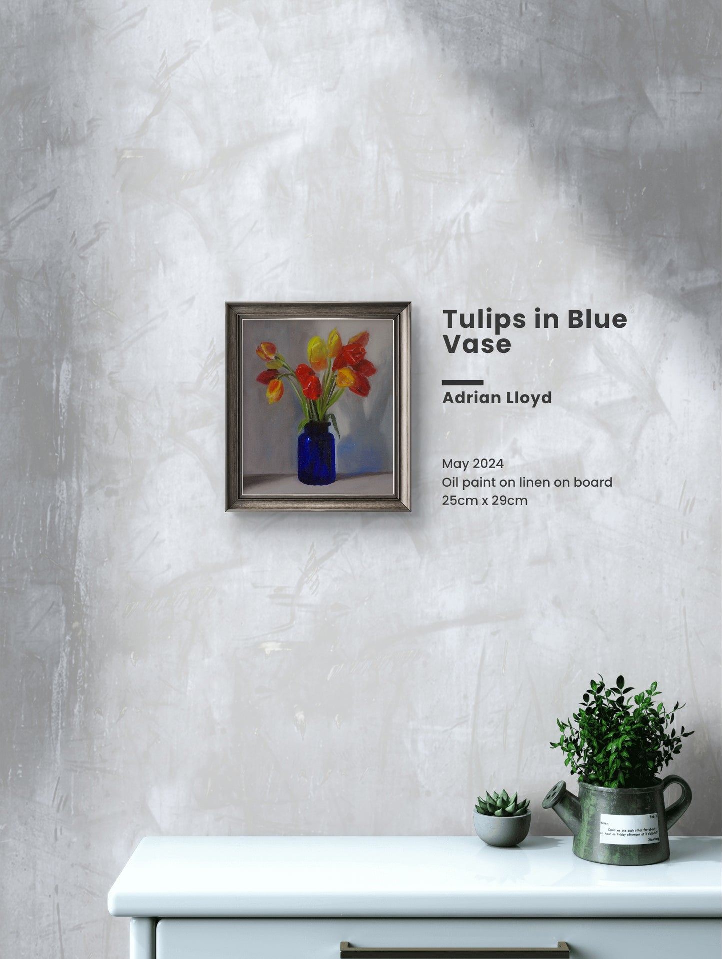 Tulips in Blue Vase