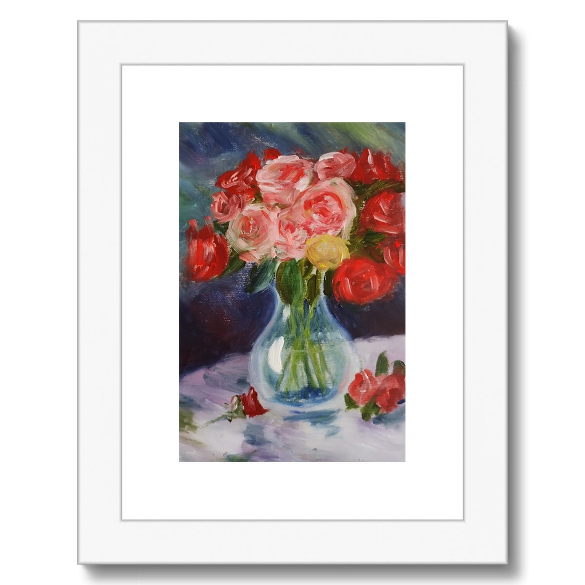 Red and Pink Roses Framed & Mounted Print