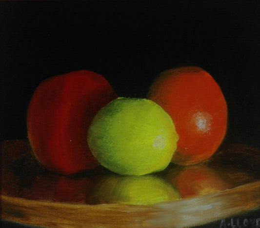 Orange, Lemon and Red Apple