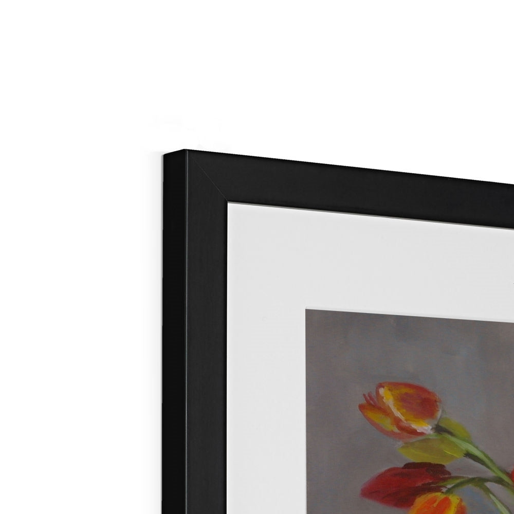 Tulips in Blue Vase Framed & Mounted Print