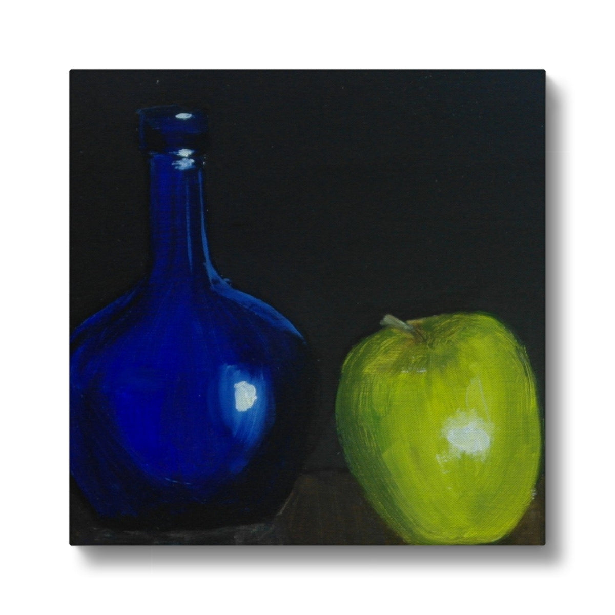 Blue Bottle and Green Apple Canvas